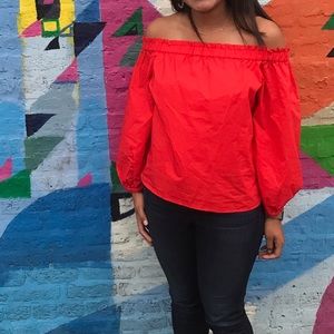 Red off the shoulder top